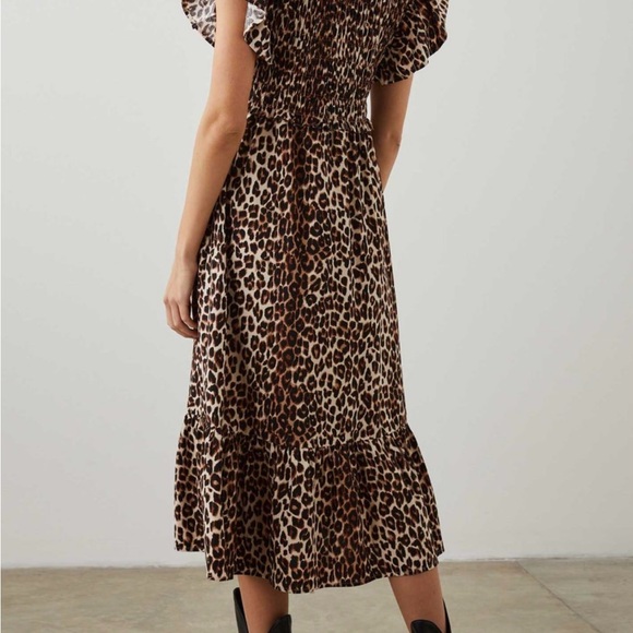 Rails Clementine Leopard Print V-Neck Midi Dress - Brown black and cream - Picture 2 of 5